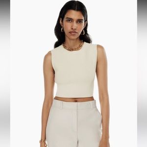 Aritzia Babaton Sculpt Knit Muscle Cropped Tank in Matte Pearl